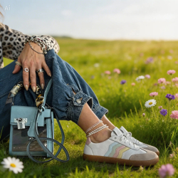 BIAŁE trampki damskie, BAREFOOT, pastelowe wstawki, sportowe LURSO